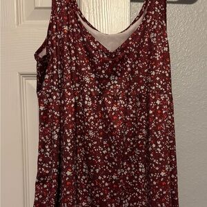 Floral Sleeveless Top - Burgundy